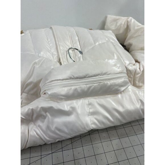 Calvin Klein White Puffer Jacket Down Fill Hidden Hood Women's Size M ~~minty~~ - Picture 11 of 16